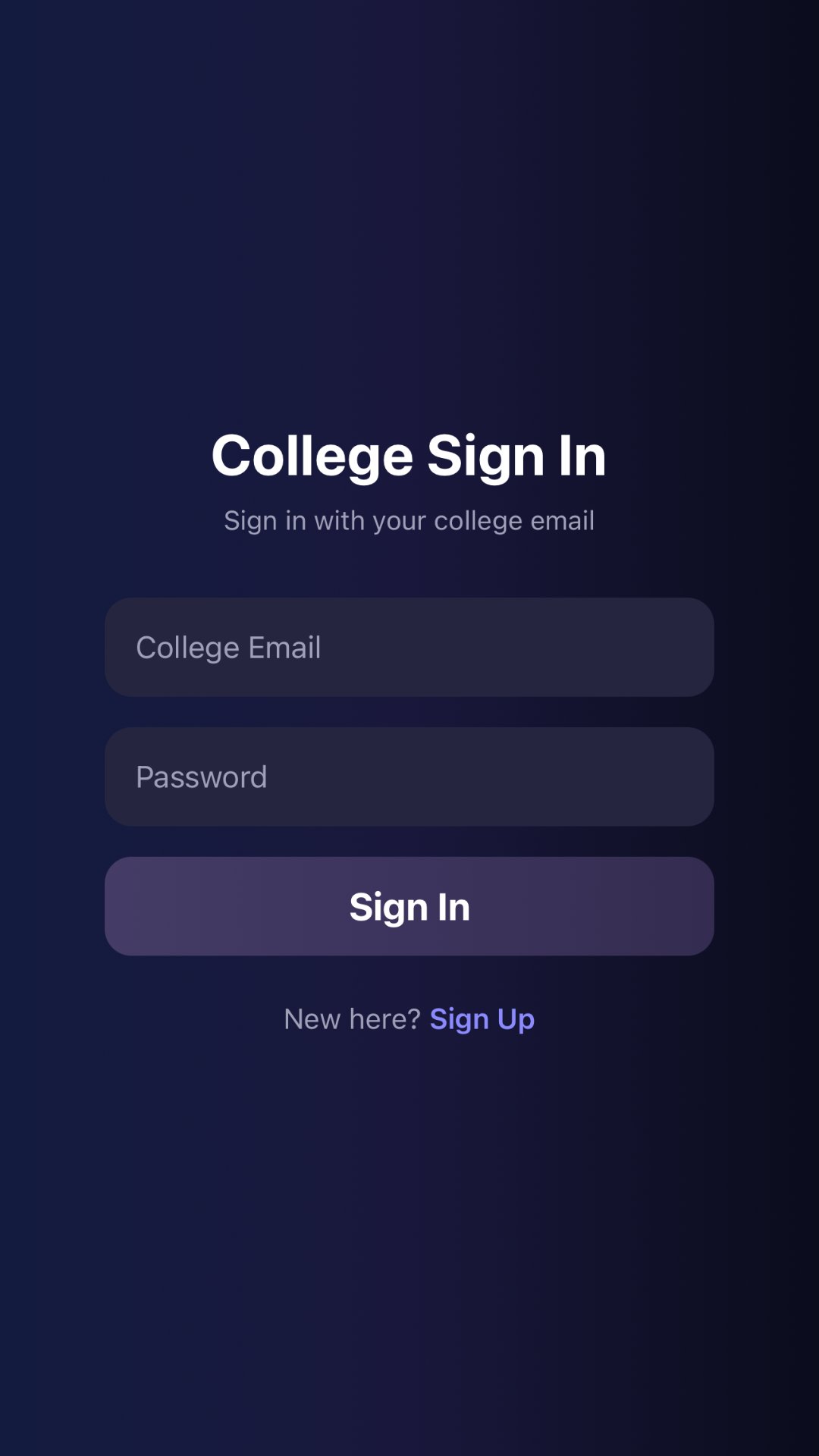 Confess. College Sign In screen